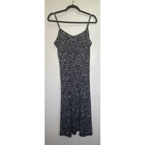 Loft Navy Blue Daisy Print Midi Sun Dress size 4NWT